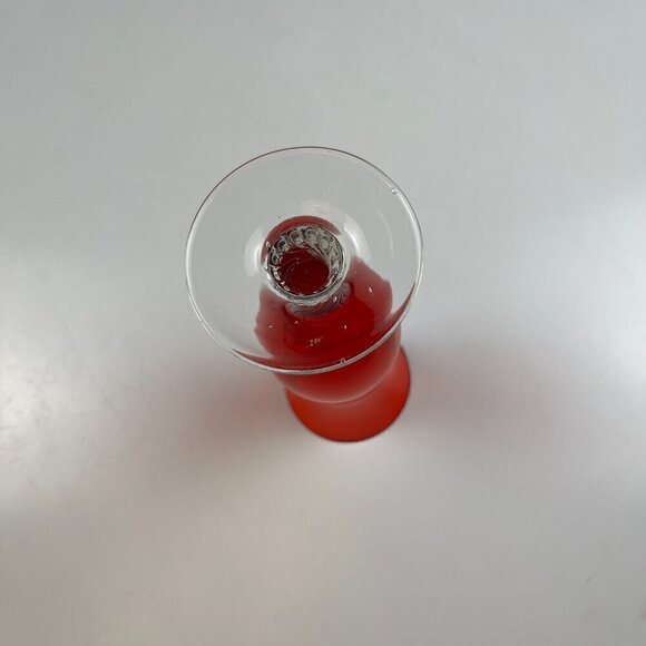 Vintage Hand blown vase ruby red clear foot 9" - Picture 4 of 7